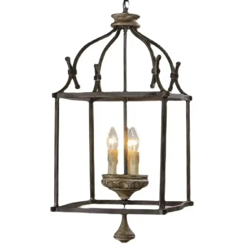Antique dark bronze creative american iron chandelier light with bronze-finished wrought iron and candle-style bulbs