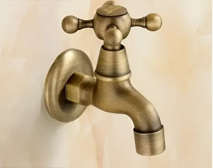 Antique brass decorbites dragon carved single cold tap garden faucet with cross handles and classic spout design