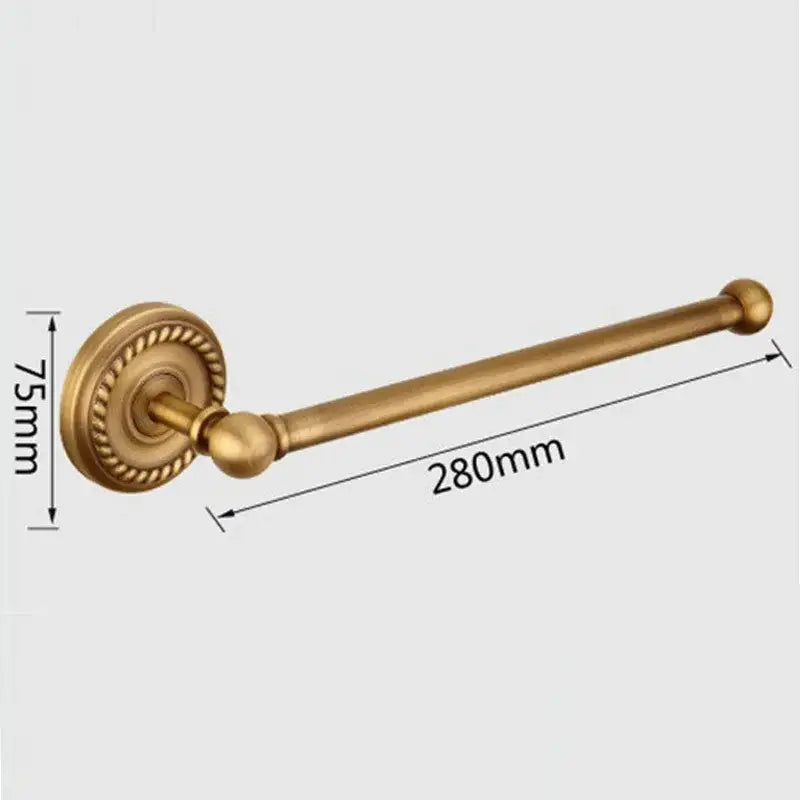 Antique ornate brass round towel ring with brass finish and spherical end caps for bathroom decorbites brass design