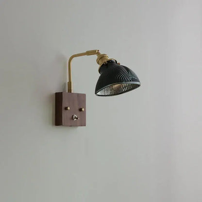 Black ceramic wall light with brass accents and wooden base for decorbites clear glass antique walnut stair sconce