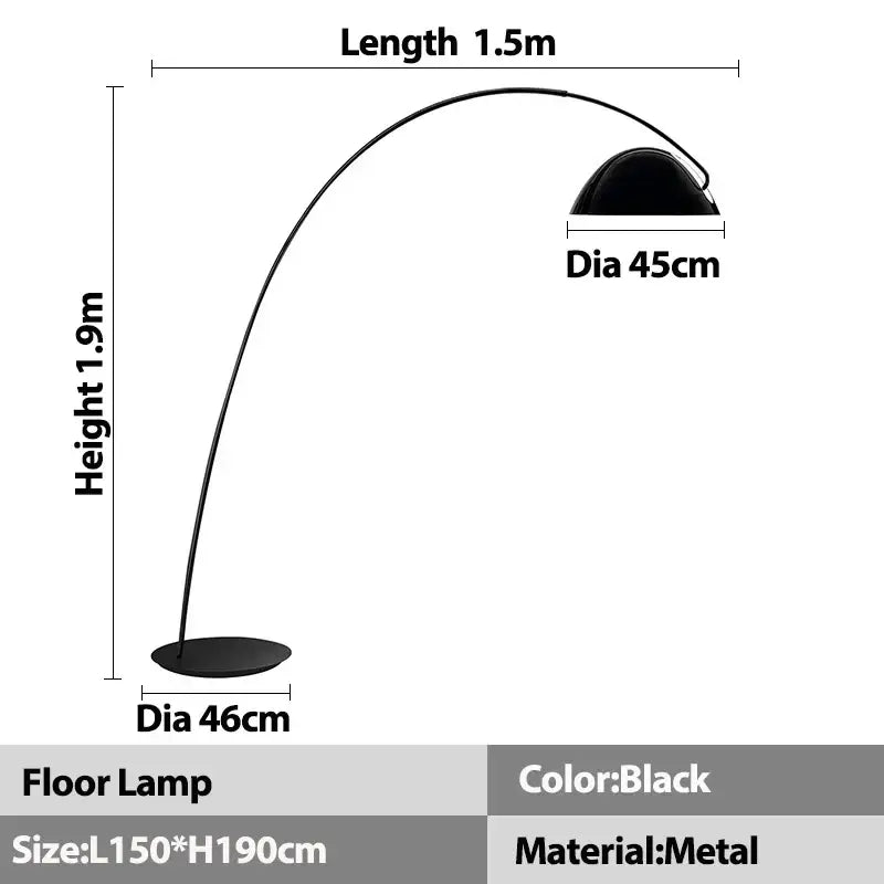 Arched black aluminum shade floor lamp with sleek curved arch design and dome-shaped aluminum shade for living room decorbites aluminum shade black
