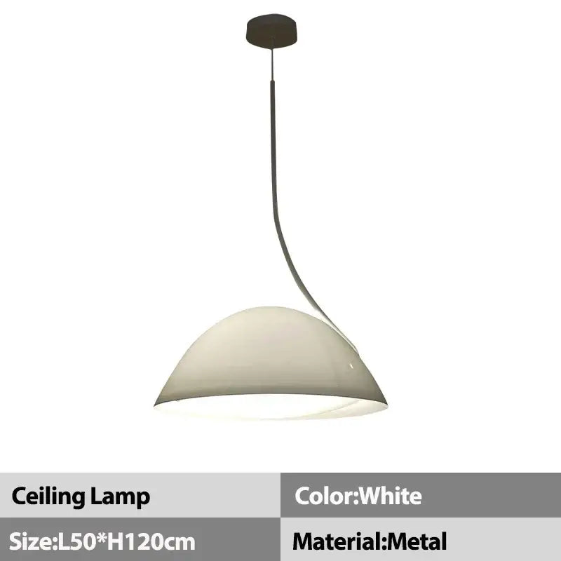 Arched floor lamp with white dome aluminum shade and sleek black metal suspension arm for living room decorbites aluminum shade