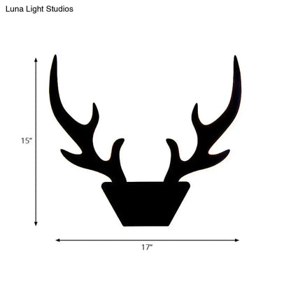 Art deco black antler light fixture wall sconce 15 inch tall 17 inch wide for bedroom decor