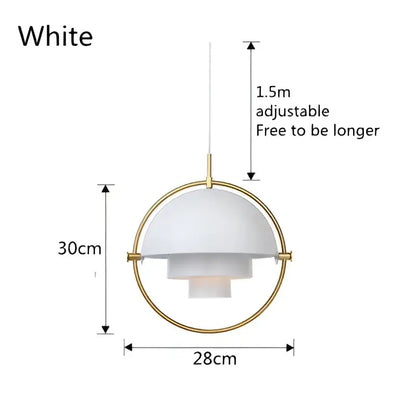 Art deco brass flower pendant light with white layered dome shades gold-toned frame and adjustable chain for dining room bulb base