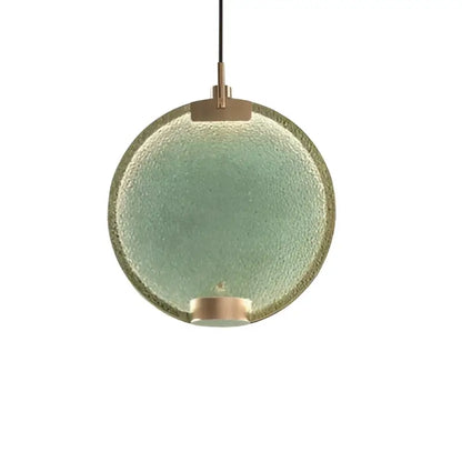 A round textured green glass pendant light with brass accents for decorbites clear pink glass kitchen pendant light