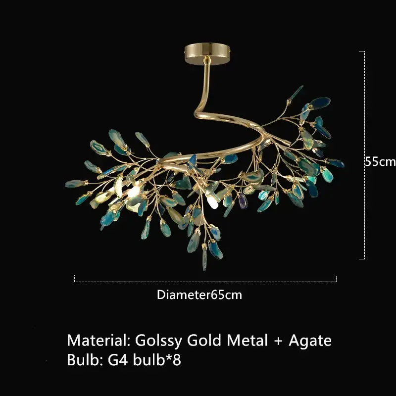 A vibrant adjustable floor lamp with glossy gold metal arms and colorful agate slices for decorbites agate floor lamp decor