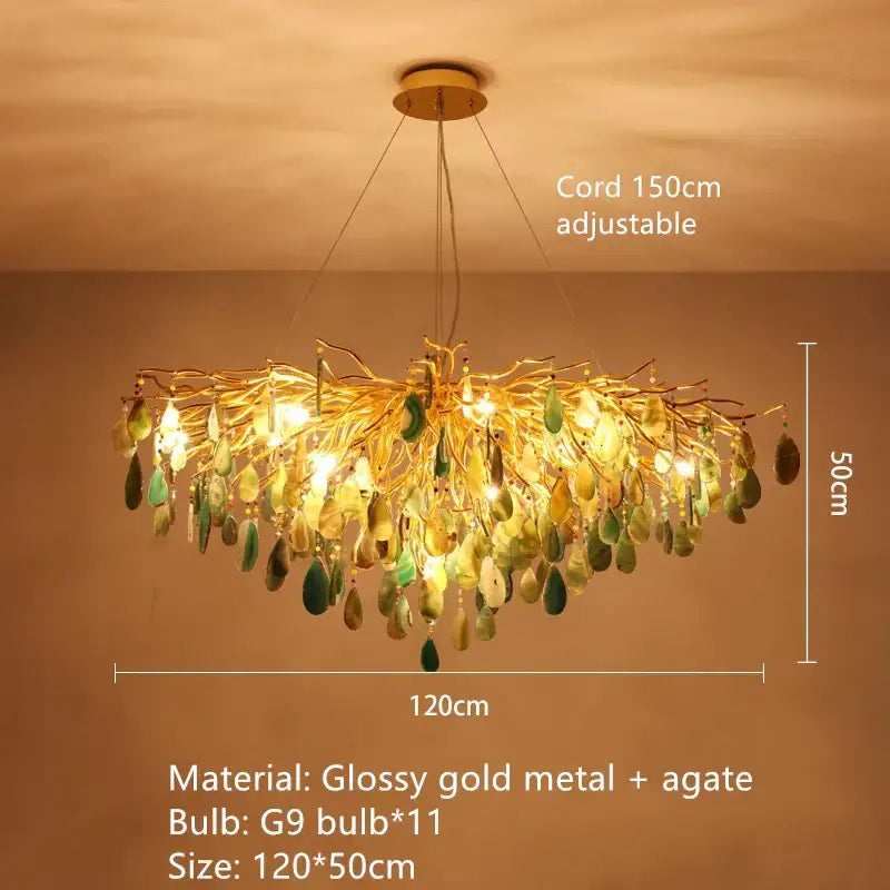 Art deco colorful agate floor lamp with glossy gold metal branches and green agate stones for living room decorbites agate floor lamp