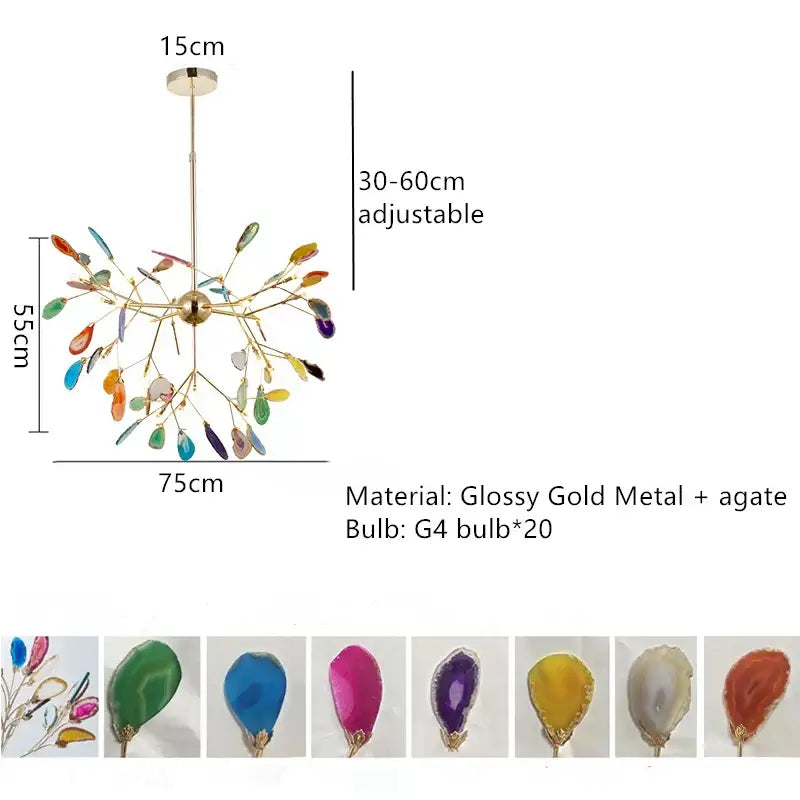 A vibrant art deco colorful agate floor lamp with glossy gold metal arms for elegant living room decorbites agate floor lamp