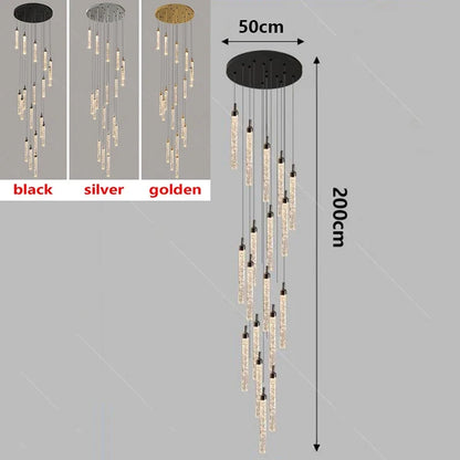 Art Deco Crystal Staircase Pendant Light