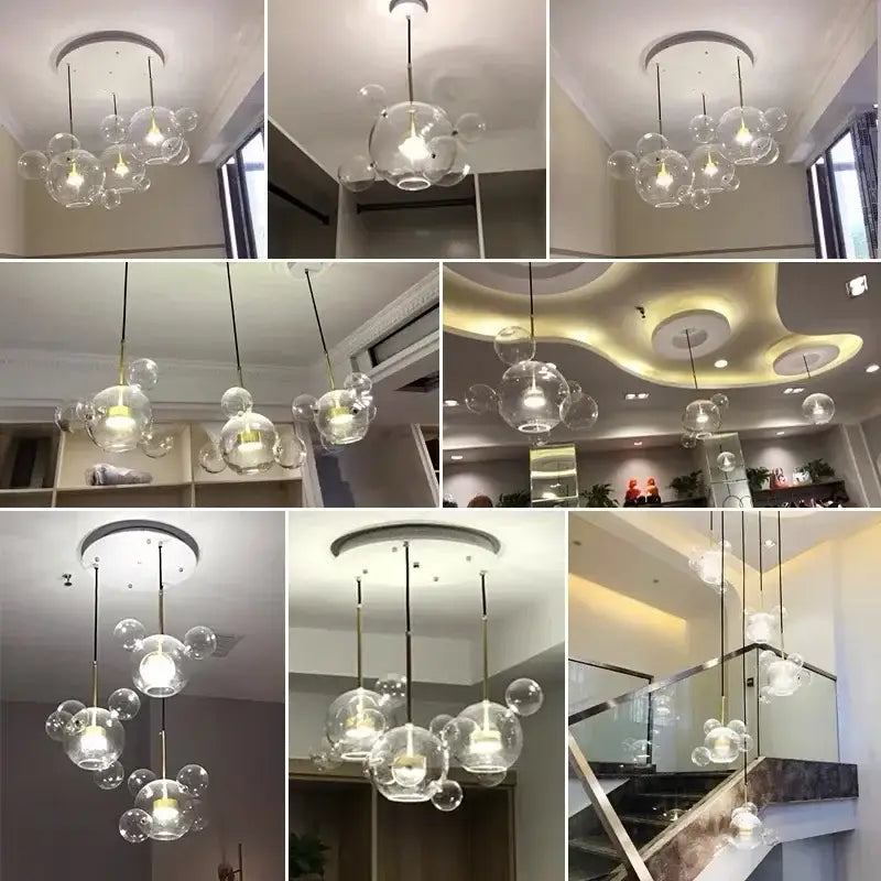 Art deco glass bubble chandelier dining room light with clear spherical bulbs and sleek metallic fixtures decorbites art deco