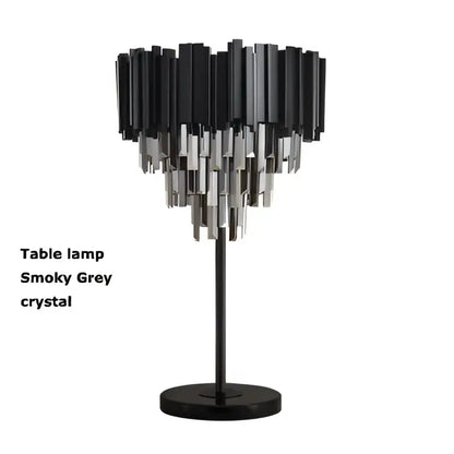 Black floor lamp with tiered smoky grey crystal rods from decorbites crystal marble led collection for living room decor