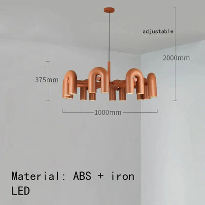 Copper-colored art deco metal chandelier with u-shaped pipe design made of abs and iron for dining room decorbites art deco