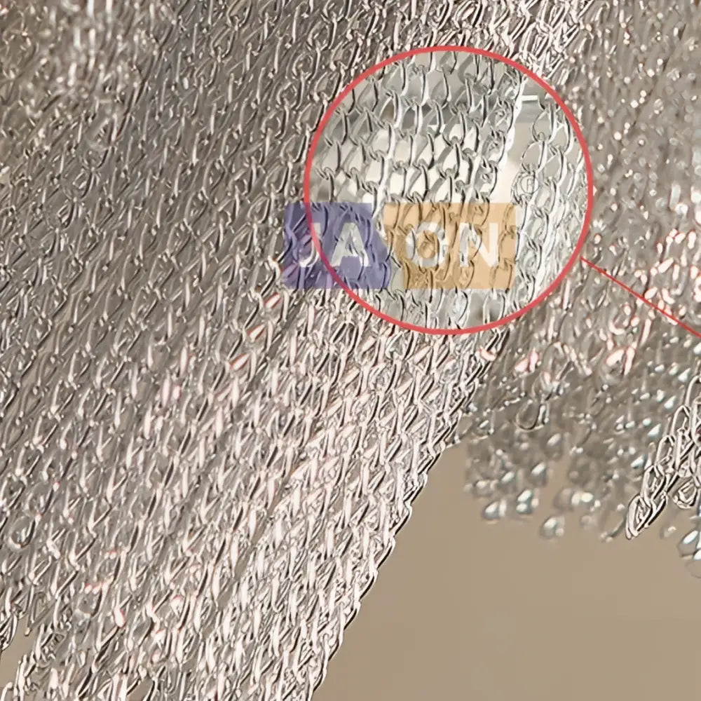 Silver-toned textured chain link material with a woven pattern for decorbites art deco vintage pendant lights