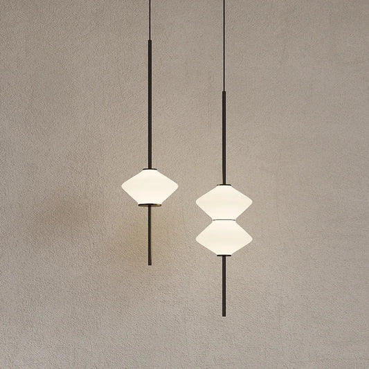 Art Deco White Glass Pendant Light With Gold Metal Wire - Decorbites