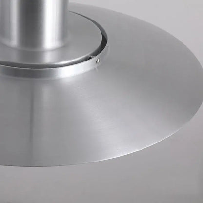 Silver metallic table lamp base with brushed finish and circular design for art deco white silver aluminum pendant light