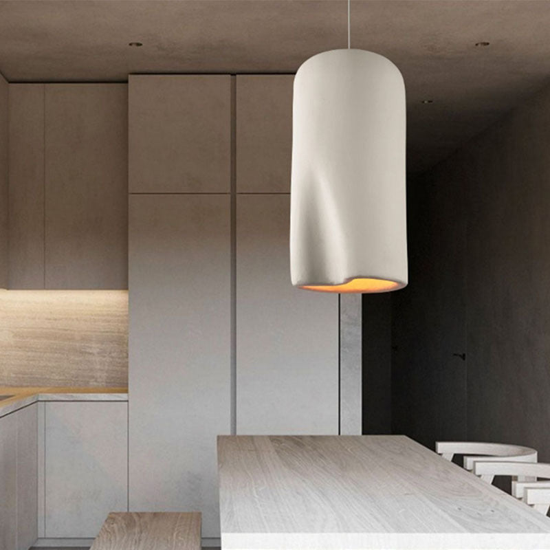 White cylindrical pendant led lamp with orange interior modern art restaurant chandelier for creative spaces