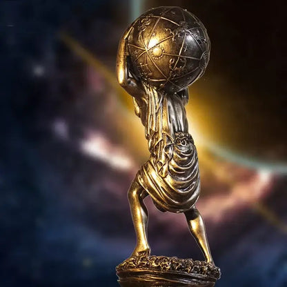 Bronze decorbites atlas resin statue of greek titan holding detailed celestial globe for living room decor