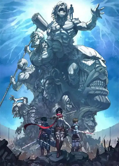DecorBites™ Attack on Titan final season anime poster featuring a towering muscular titan with fierce expression