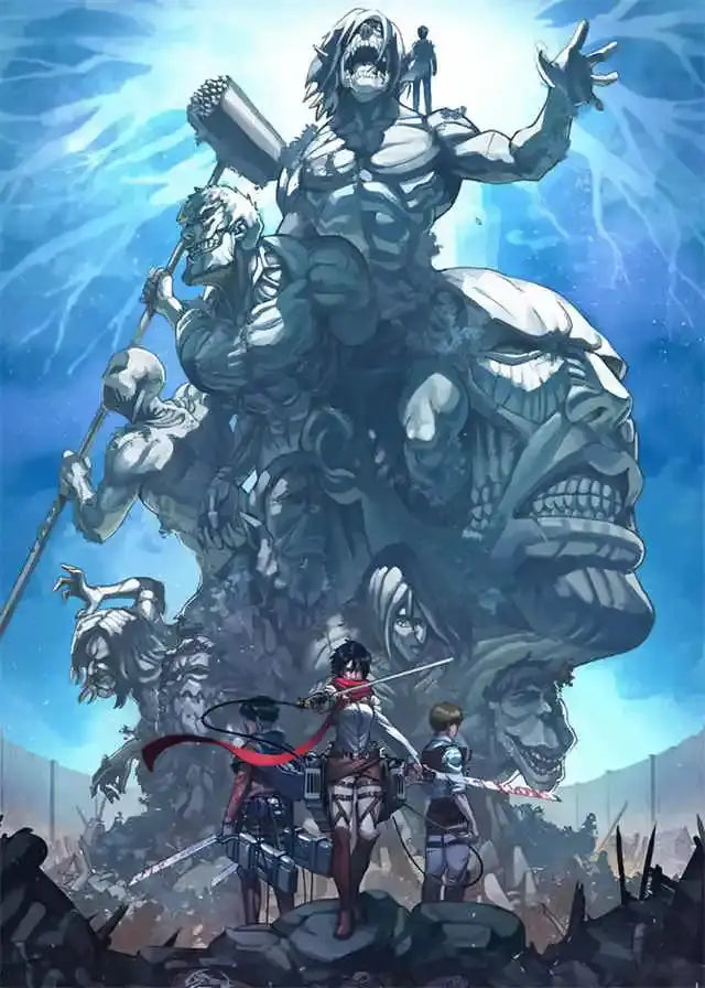 Decorbites™ attack on titan final season poster featuring a muscular titan with fierce expression for kids room decor