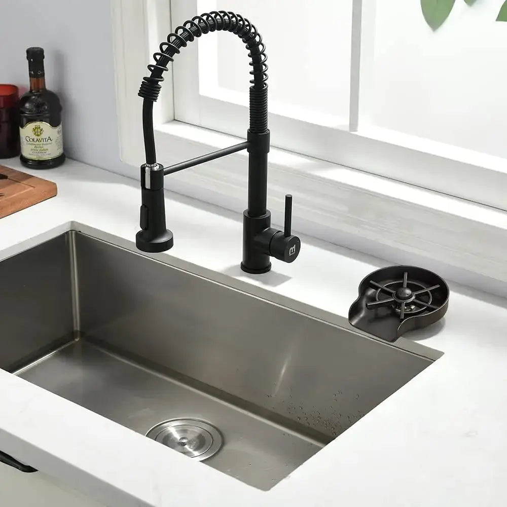 Automatic black plastic glass rinser with a black matte finish flexible spout for home bar and kitchen use