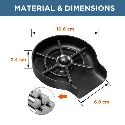 Automatic black plastic glass rinser with central spout and radial slots for kitchen and home bar use