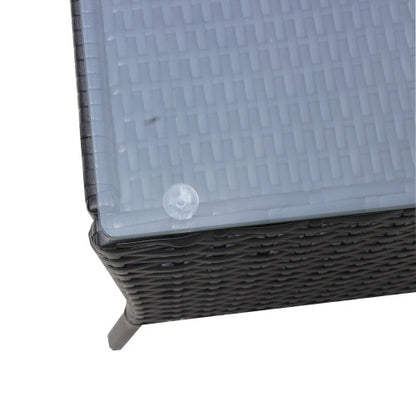 4er-PC-Rattan-Patio-Möbel-Set für den Außenbereich mit gepolsterten Sitzen Korbsofa mit grünem Polster