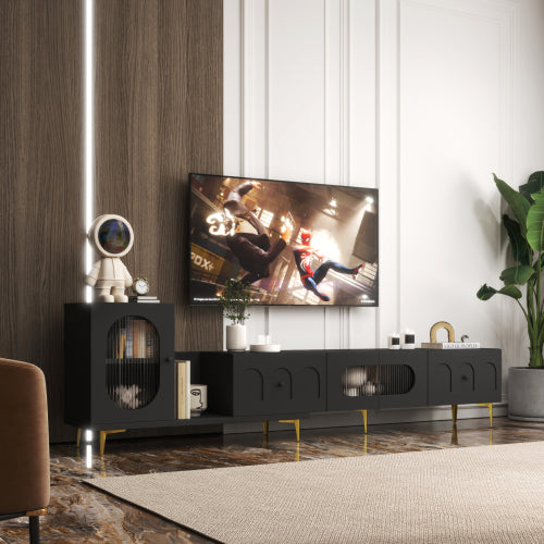 Holz Teleskop-TV-Ständer Rechteckiges Entertainment-Center, Medien-TV-Konsole für Wohnzimmer und Schlafzimmer