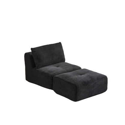 Moderne Kompressions-Memory-Foam-Sofa, 2-Sitzer großes Ecksofa für das Wohnzimmer, tierfreundliches Wolken-Modul-Sofa, Kordstoffbezug, extra tiefe Sitzbank, keine Montage erforderlich, Beige