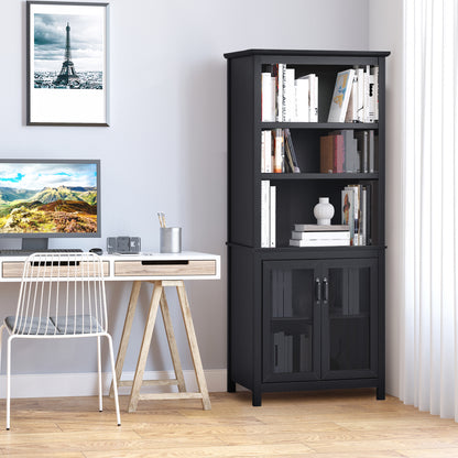 71" Bücherregal-Aufbewahrungstisch mit verstellbaren Regalen und Türen für das Home Office