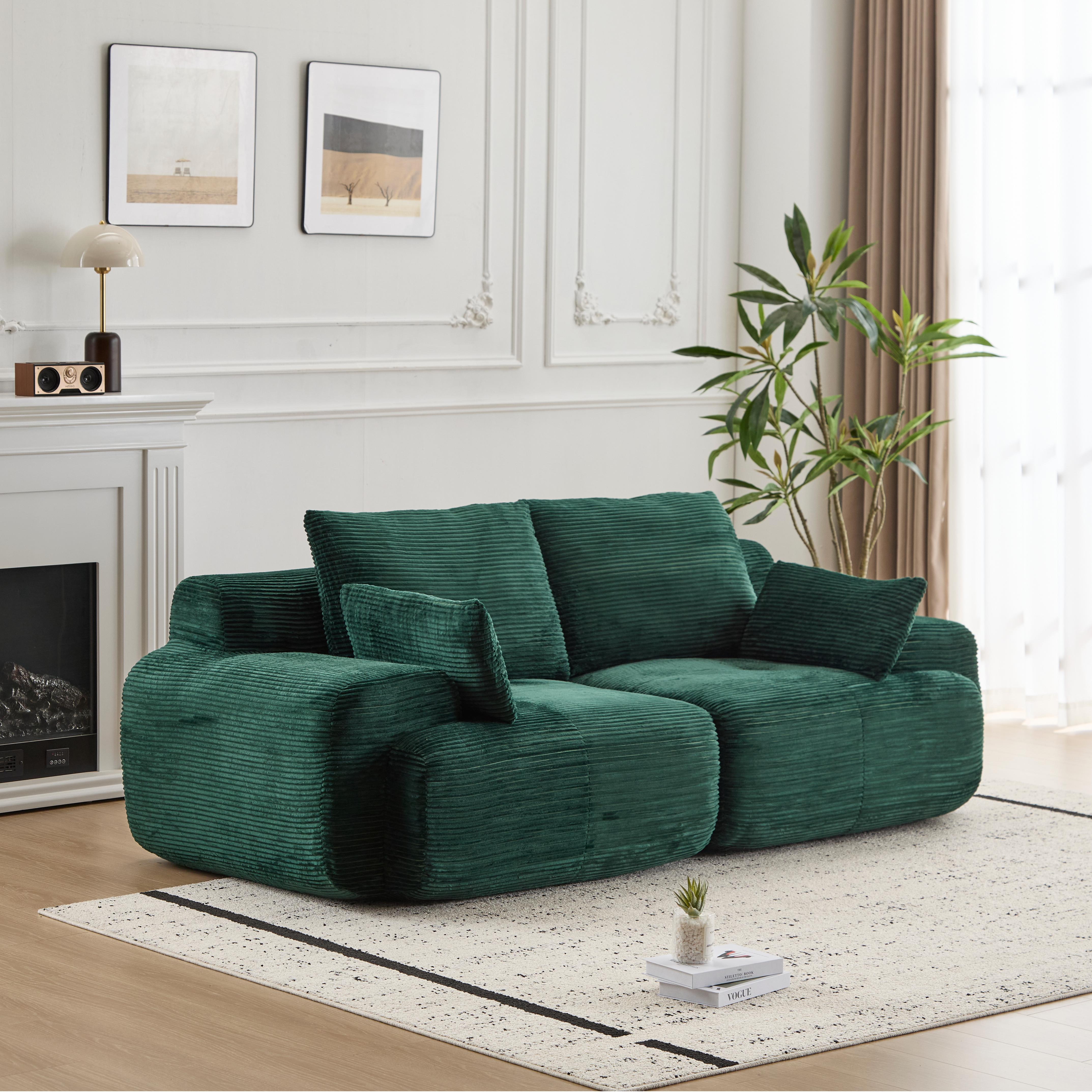 Green Corduroy Loveseat Sofa