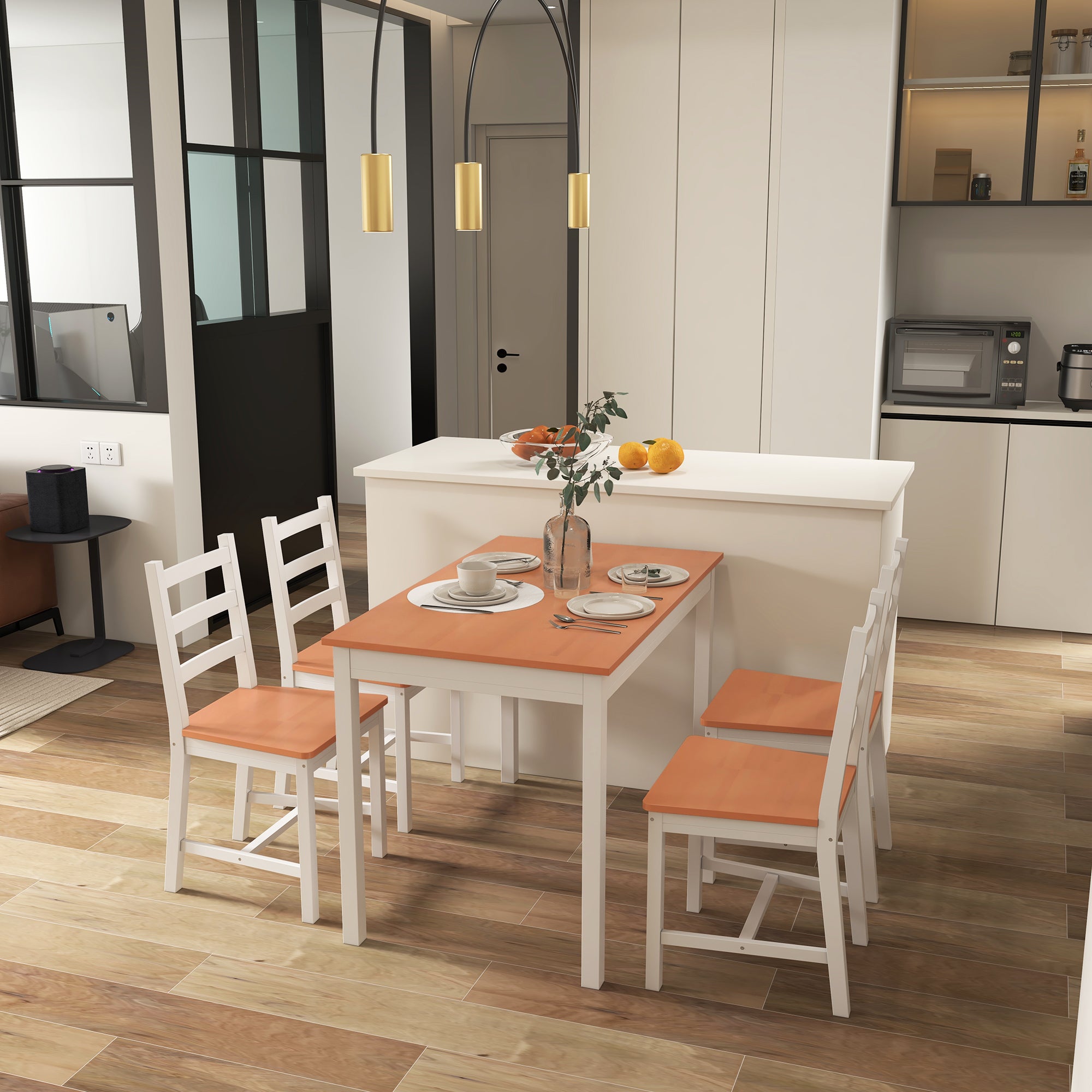 Wood Slatted Dining Set