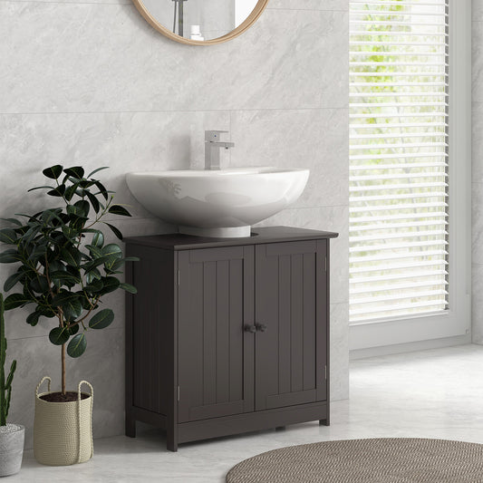 Badezimmer-Waschbeckenunterschrank, Unterschrank für das Badezimmer mit 2 Türen und einstellbarem Regal, Kaffee