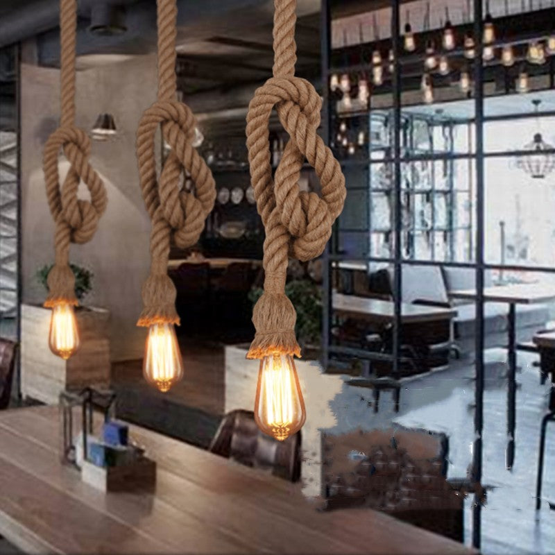 Hanfseil-Lampe Vintage-Industrial-Stil Bar Restaurant Café Bekleidungsgeschäft