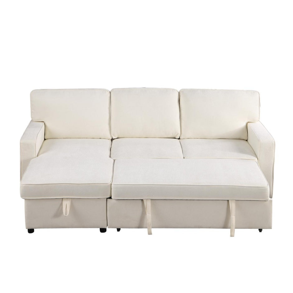 Beige Chenille Sleeper Sofa