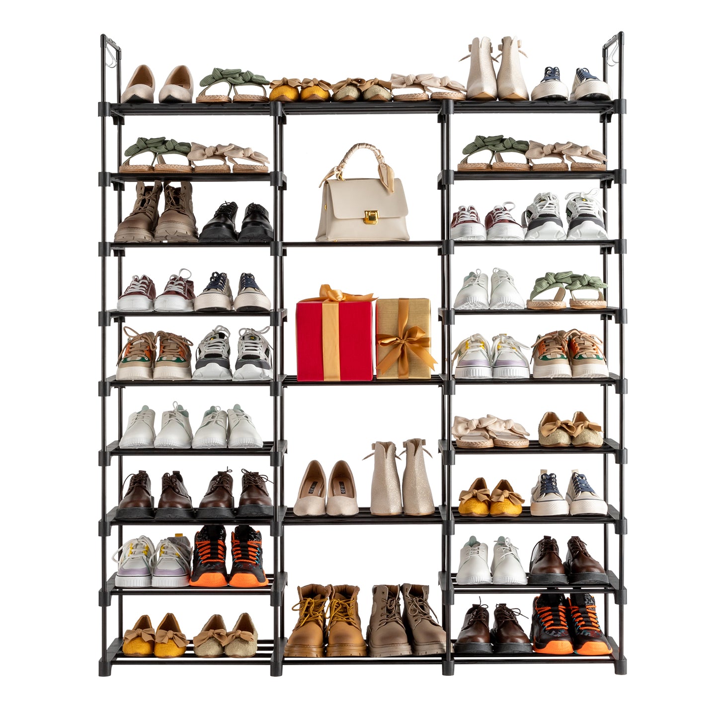 9-stufiges Schuhregal-Aufbewahrungssystem Schuhregal-Organizer für den Eingangsbereich Fassend für 50-55 Paar Schuhe, stapelbares Schuhschrank-Schuhregal