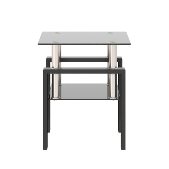 1-teiliges modernes gehärtetes Glas-Teetisch Couchtisch Beistelltisch, quadratischer Tisch für das Wohnzimmer, schwarz