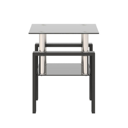 1-teiliges modernes gehärtetes Glas-Teetisch Couchtisch Beistelltisch, quadratischer Tisch für das Wohnzimmer, schwarz