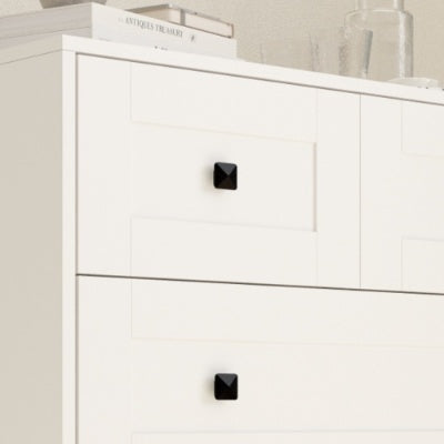Kommode mit 5 Schubladen in Weiß, Landhaustür-Design
