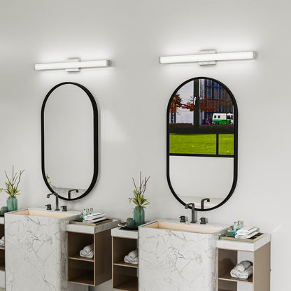 Badezimmer-Spiegelablageleuchte gebürstetes Nickel quadratisch LED 33 Zoll 18 W 6000 K kühles Weißes Licht Wandleuchte über dem Spiegel