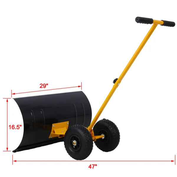 Yellow Wheeled Snow Shovel