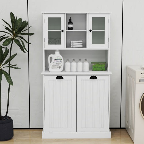 Zweikammer-Neigung-Wäschekorb Hoher Badezimmerschrank