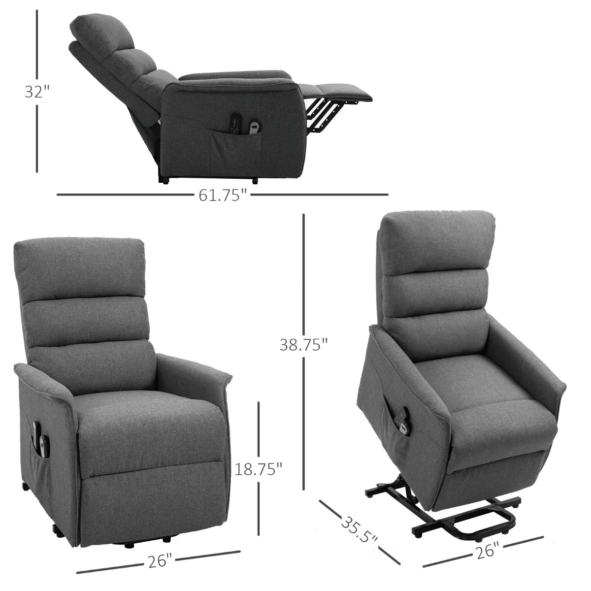 Gray Linen Lift Recliner
