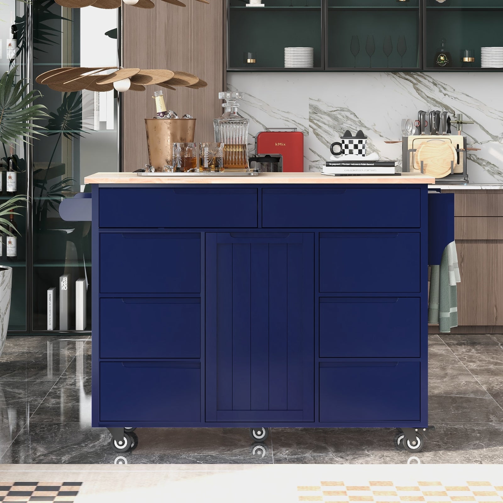 Blue Wood Kitchen Cart