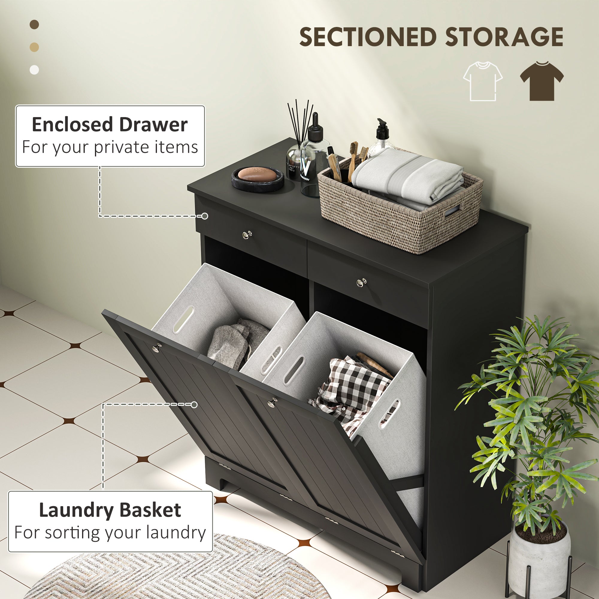 White Double Hamper Cabinet