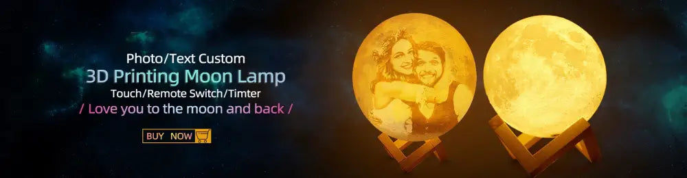 Golden 3d printed moon-shaped night light with personalized photo etched for baby kids nursery decoration gift