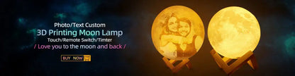 Golden 3d printed moon-shaped night light with personalized photo etched for baby kids nursery decoration gift