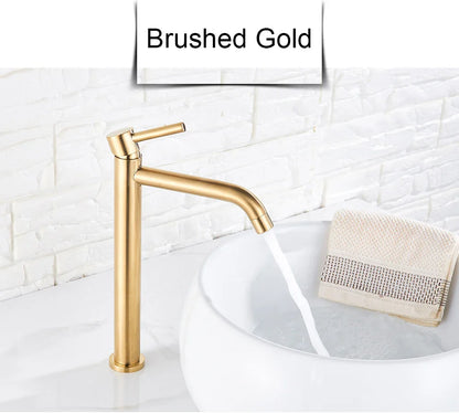 Brushed gold bathroom faucet mixer tap with single-handle and sleek modern design for stylish bathroom use