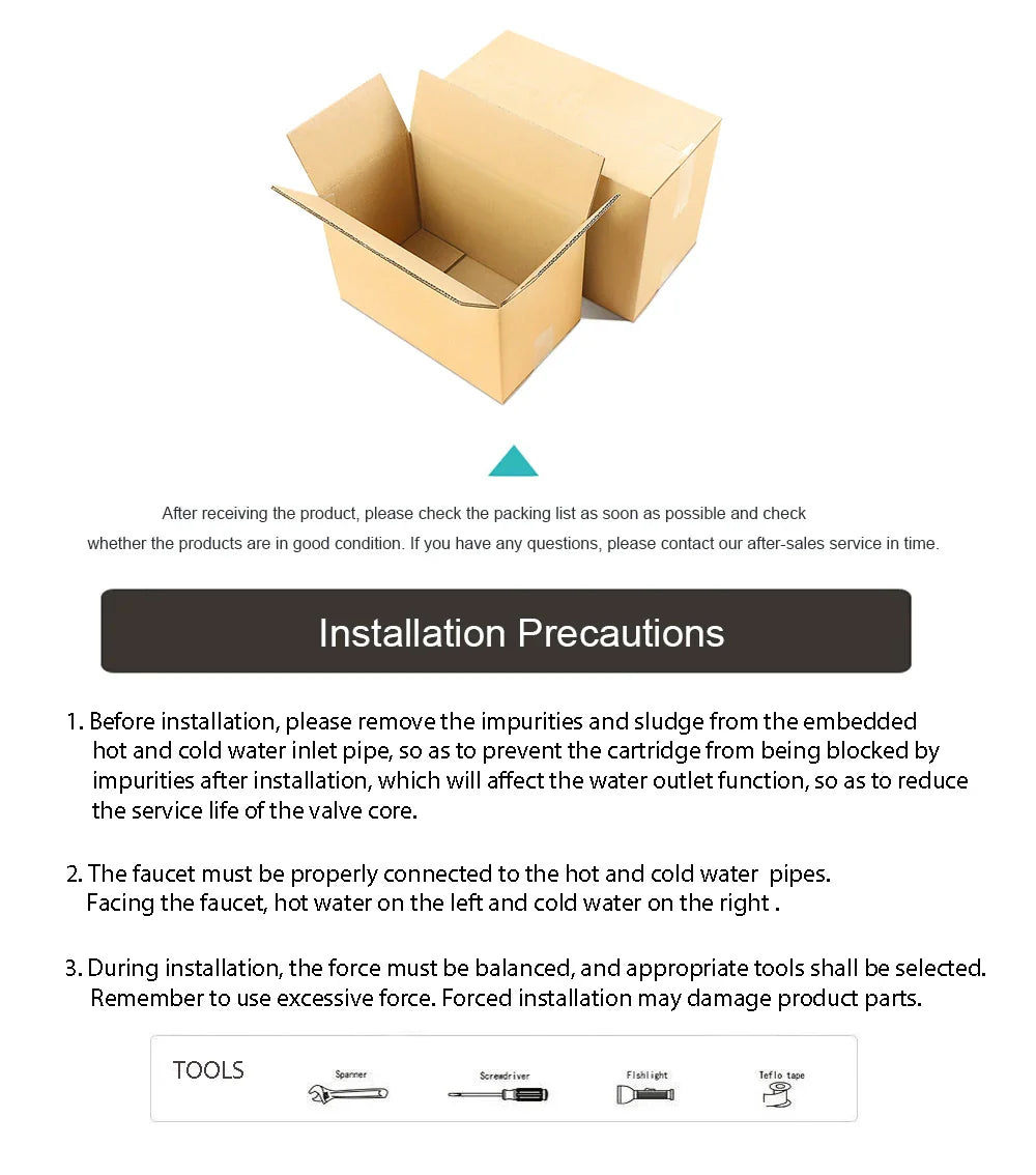 Empty brown cardboard box with flaps open for packaging a bathroom shower panel set with led lighting