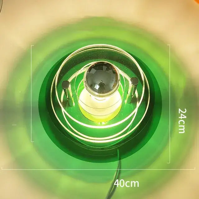 Bauhaus modern acrylic green glass led wall lamp with central bulb and concentric rings for living room decorbites led wall