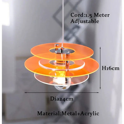 Orange acrylic tiered bauhaus ph ufo pendant acrylic chandelier with metallic fixture for dining room lighting